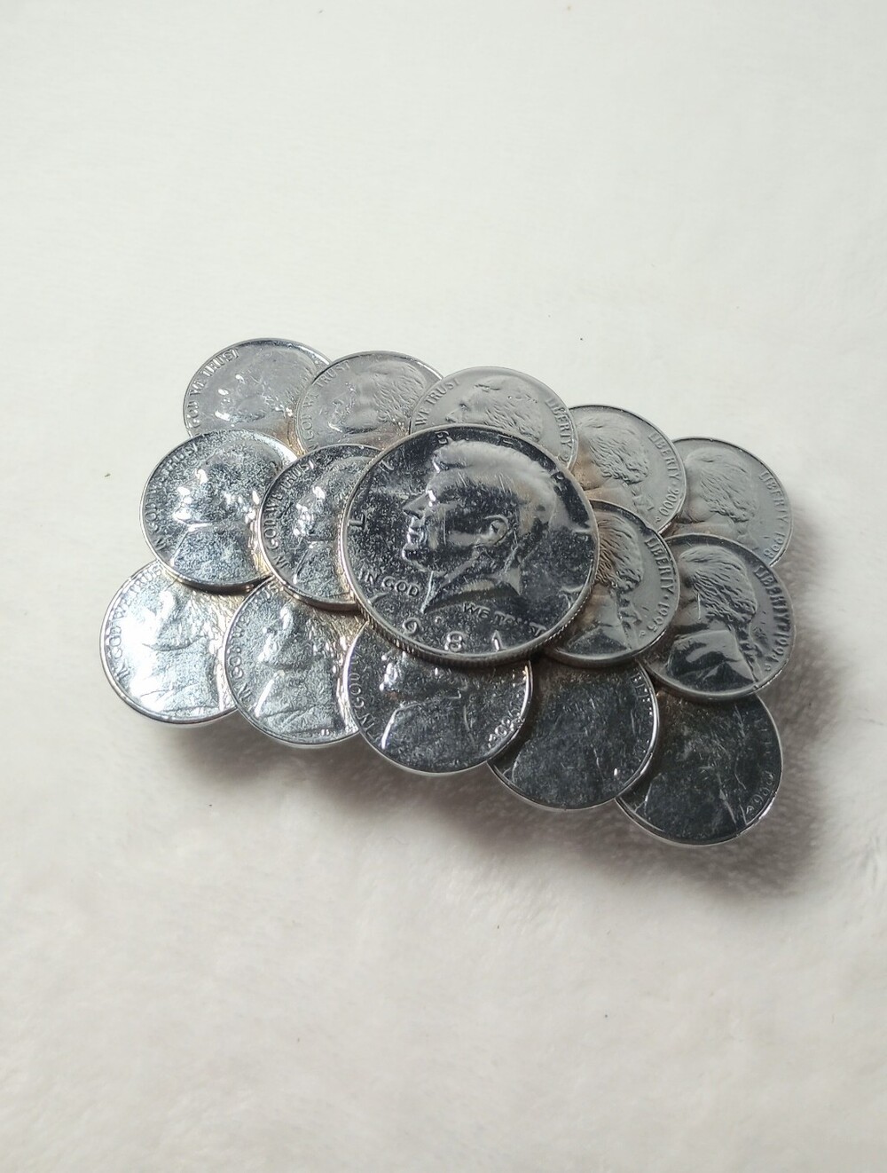 Kennedy Half Dollar Jefferson Nickel Cluster Belt Buckle US Coins Maximalist VTG